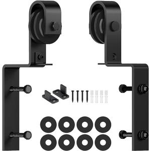 skysen Heavy Duty Sliding Barn Door Hardware Single Track Bypass Double Door Kits Roller Set (Bypass J Hanger Set)