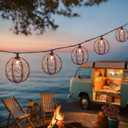 8.5Ft Outdoor Decorative Patio Lights, 10L Beaded Copper Wire Ball Style Lantern Lights, Connectable Weather-Resistant Indoor Outdoor Boho String Lights for Home Pergola Campings Porch Party Backyard