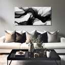 DNIEOTU Abstract Canvas Wall Art for Living Room, Black White and Gray Wall-Decor for Bedroom, Modern Minimalist Picture Prints for Hallway Office, Size 48 x 24 Inches, 47"L x 24"W