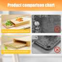 HOUSE AGAIN 16.9" Cutting Board and Dish Drying Rack 2-in-1 for Kitchen, 100% Organic Bamboo Heavy Duty Wood Dishes Organizer Wooden Chopping Board Set with Juice Groove, Included 4 x Silent foot pads