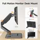 Pholiten Adjustable Dual Monitor Arms with Gas Spring for 17-32 inch Screens,Pneumatic Dual VESA Monitor Mount with Base,Freestanding Full Motion Dual Monitor Desk Stand Holds up to 22 lbs Each.