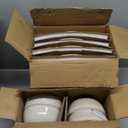 AmorArc Ceramic Dinnerware Sets for 4, 12 Pieces Handpainted Stoneware Plates and Bowls Set, Scratch Resistant Dishes Set, Dishwasher & Microwave Safe, Cappuccino