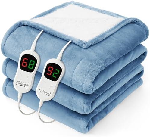 Amazon.com: Homemate Heated Electric Blanket Queen Size - 84"x90" Heating Bed Blanket Throw with 10 Heating Levels 8 Hours Auto Off Fast Heating Over-Heat Protection Ultra Soft Flannel ETL Certified, Blue : Home & Kitchen