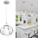 CANEOE Modern Led Pendant Light, 5500K Creative Led Kitchen Island Pendant Lights Fixtures, Adjustable Height Integrated LED Hanging Lamp for Living Room Bedroom Kitchen Cafe,1 Pack (Chrome)