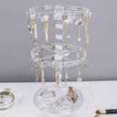 Acrylic Jewelry Stand Rotating Necklace Organizer, Clear 2-Tier Adjustable Necklace Holder with 48 Hooks, Bangles Necklaces Rings Earrings Spinning Display Stand Tree Tower for Women Girl White
