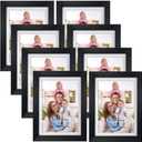 Giftgarden 5x7 Picture Frame Set of 8, 6x8 Matted to Display 5 by 7 Photo with Mat or 6 by 8 without Mat for Wall or Tabletop, Black