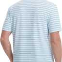 Rouen Men's Polo Shirts Short Sleeve Dry Fit Performance Wicking Moisture Causal Striped Collared Golf Shirts for Men (Blue, M)