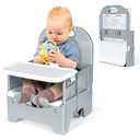 Orzbow Portable High Chair with Tray, Foldable Booster Seat for Travel Toddlers 6-36 Months, Baby Chair for Dining Table, Camping, Beach, Portable Booster Chair, Up to 33 lbs Baby, Grey (Grey - No Cushion)