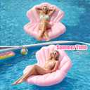 144cm/57in Seashell Pool Float, Thickened Inflatable Giant Shell Beach Float with Pearl Ball for Tanning Bachelorette Party Swimming Pool Party Decor (Pink)