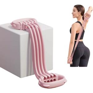 Figure 8 Resistance Bands with Handles - Adjustable 8-Tube Chest Expander & Back Exercise Bands - Anti-Snap Silicone Strength Training Equipment for Home Workout, Stretching, Physical Therapy (Pink)