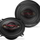 PIONEER TS-501M 4-Way Coaxial Car Audio Speakers (Pair) - 5-1/4" Round, 300 W Max Power, Black and Red