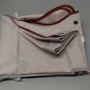 Beige Scalloped Shower Curtain Linen Textured Boho Farmhouse with 12 Metal Hooks Cute Heavy Duty Washable Waterproof Neutral Thick Cloth Shower Curtains for Bathroom Hotel Bathtub, W72xL72