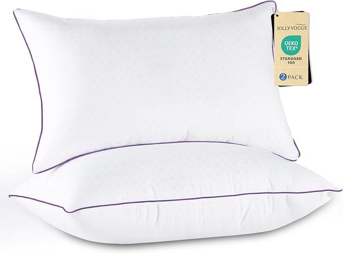 JOLLYVOGUE Pillows King Size Set of 2, Washable Supportive Bed Pillows with Super Soft Down Alternative Fill, Luxury Fluffy Hotel Quality for Side, Back, and Stomach Sleepers