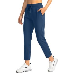 Soothfeel Women's Pants with 4 Pockets 7/8 Stretch High Waisted Sweatpants Travel Athletic Work Golf Pants for Women (Blue, M)