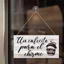 2 x Un Cafecito Para El Chisme Wooden Hanging Sign