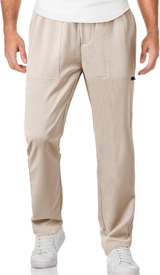 JMIERR Mens Casual Lightweight Pants Stretch Elastic Waist Drawstring Jogging Sweatpants Pants, 32 (S)