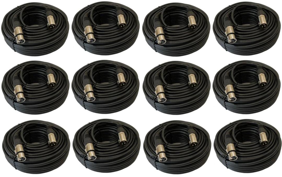 12 Pack 25FT Pro XLR 3Pin Male to Female Microphone Mixer Extension Audio Cable