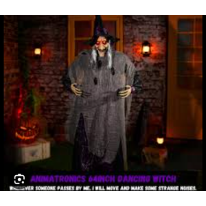 ELAMAS Animatronics 64 inch Dancing Witch Halloween Decorations - Sound Activated with Creepy Sound, Spooky Move, Light Up Eyes, Haunted House Scary Decor Horror Prop for Indoor, Outdoor, Yard Lawn