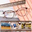 Progressive Multifocal Reading Glasses for Women Men, TR90 Fashion Blue Light Computer Readers
