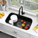 31 Inch Black Undermount Sink Stainless Steel-Bokaiya 31x18 Kitchen Sink Undermount Black Stainless Steel Sink 16 Gauge Single Bowl Kitchen Sink with Dish Grid