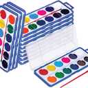 Pack of 24 Watercolor Paint - 12 Washable Paint Palettes (2oz/each) - Water Color Paint Sets for Kids - Ideal for Art Projects, School, Classrooms, and Home - Vibrant Colors and Easy Clean-Up