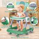 Baby Walker with Wheels 5 in 1 Foldable Activity Center with Mute Wheels Adjustable Heights Anti-Fall Push Walkers for Boys Girls Safe Infant Toddler Walker with Footrest for 6-24 Months