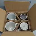 Coffee Mugs Set of 4 Modern Striped Stoneware Coffee Cups with Handle, Large Ceramic Gift Set for Women and Men, Dishwasher and Microwave Safe, 18oz for Hot Coffee, Tea, Cocoa, Milk