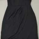 2025 Women's Sexy V Neck Sleeveless Faux Wrap Ruched Sheath Bodycon Cocktail Party Work Dress Medium Black