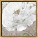 Ivory Flower Shine Taupe Canvas Elegant White Gold Wall Art, Gold Frame, 24" x 24"