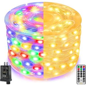 Ollny Christmas Lights Warm and Multicolor, 600LED 197FT Christmas Tree Lights IP67 Waterproof, Plug in Fairy Light with Remote 11 Modes Timer, Xmas Light for Outdoor Indoor House Holiday