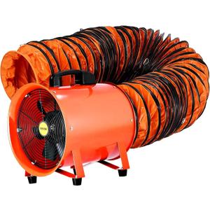 VEVOR Utility Blower/Exhaust Axial Hose Fan, 12 Inches, 3900 m3/h High Velocity Portable Ventilator, Low Noise Extractor Fan Blower with 16 ft / 5 m Duct Hose