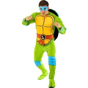 Rubies Men's Teenage Mutant Ninja Turtles Deluxe Leonardo Costume Jumpsuit, Shell, and Eye-Mask, As Shown, Large