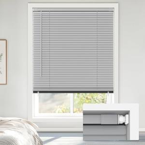 LazBlinds No Tools No Drill Cordless 1" Vinyl Mini Blinds, 100% Blackout Blinds for Indoor Windows, Room Darkening Privacy Window Blinds and Shades for Interior, 38" W x 64" H, Grey