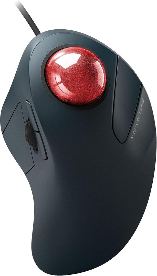 PORLEI Wired Trackball Mouse for Large Hands, Ergonomic Design Reduces Wrist & Muscle Strain, Precision Tracking with Easy Index Finger Control, Compatible with PC, Laptop, Windows, Mac, Red