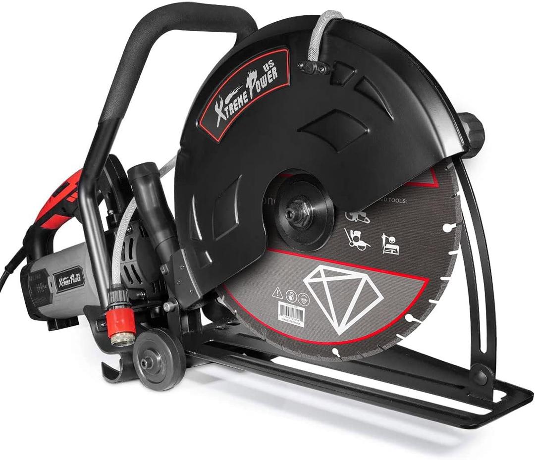 XtremepowerUS 3200W Electric Power Disc Cutter Circular Demo Saw For Wet/Dry Concrete Guide Roller Cut Off, 16"