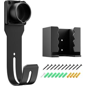 EV Charger Holder Wall Mount Kit, Ev Charging Cable Holder, EV Cable Box Organizer&J-Hook Electric Car Plug Nozzle Holster for SAE J1772 Connector(Indoor/Outdoor Use)