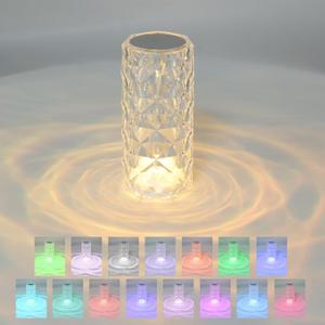 Finktonglan 6.3-Inch Rechargeable Crystal Table Lamp, Remote and Touch