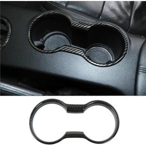 Car Water Cup Holder Frame Decoration for Ford Mustang Accessories 2015 2016 2017 2018 2019 2020 2021 2022 2023, Interior Accessories，Black Carbon Fiber