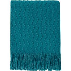 BOURINA Teal Throw Blanket 50x60 Inches Throw Textured Solid Soft Sofa Couch Decorative Knit Blanket