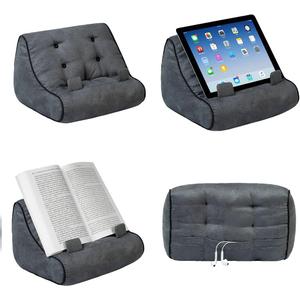Gifts for Readers & Writers Book Couch iPad Stand | Cushioned Tablet Stand & Book Holder| Reading Pillow for Bed Time | Tablet Lap Rest Cushion | A Fun Gift for Book Lovers (Grey)