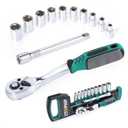 ZTGPMP 12Pcs 1/4 Inch Drive Ratchet Socket Wrench Set, 72 Teeth Bent Handle Release Ratchet Wrench with CR-V 6 Point Shallow Metric Sockets (4mm-13mm) And Extension Bar