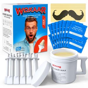 Max Value Nose Wax Kit | 120g Wax, 30 Applicators | Painless Nasal & Ear Hair Removal for Men & Women | Includes 15 Balm Wipes & 10 Mustache Guards | Lasts up to 6 Weeks