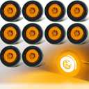 10Pcs 2" inch Round Halo 12 LEDs Trailer Boat Clearance Side Marker Parking Turn Signal Lights w/Rubber Grommet Sealed Waterproof IP67 for Truck/RV/Van, DC 12V (Amber Lens_Amber Light)