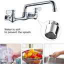 BWE Kitchen Faucet Wall Mount Commercial Sink Faucet Kitchen Utility Laundry 8 Swivel Spout 2 Dual Handle Restaurant Chrome Mixer Tap