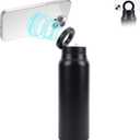 Sports Insulated Bottle 750ml Large Capacity 304 Stainless Steel Insulated Water Bottle with Straw Magnetic Phone Stand for Outdoor Cycling (Black)