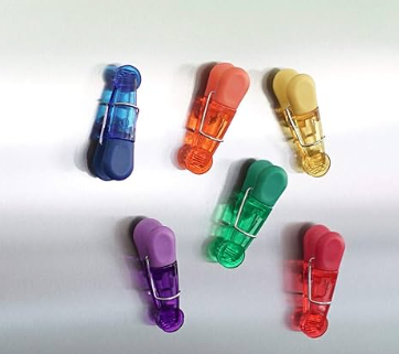 Brite Concepts Set of 7 Colorful Magnetic Multi-Clips to Hang Documents or Close Bags #16499, 1 Pack of 6 Clips