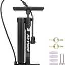 Professional Bike Floor Pump with Gauge | Presta & Schrader Valve | for Standard & Tubeless Tires | High-Pressure 160 PSI | High-Carbon Steel Barrel & Stable Base (Black)