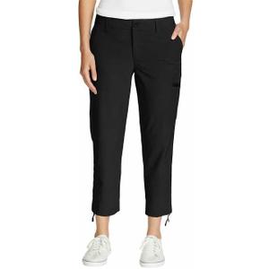 Eddie Bauer Capri Pants for Women with Side Zipprer Cargo Pocket - Women's Hiking Pants with Belt Loop - Ripstop Capri (6, Black)