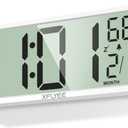 14.5'' Large Digital Wall Clock Battery Operated with Jumbo Numbers, Auto DST, Day, Date, Alarm, Temperature for Living Room, Bedroom, Desk Decor, Gift, LCD Screen Display Easy to Read and Set (White)