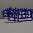 Queekay 5 Pack Open House Yard Signs with Metal Stakes for Real Estate 16" x 12" Large Double Sided Weather Proof Open House Signs with Directional Arrows Real Estate Agent Supplies(Blue)